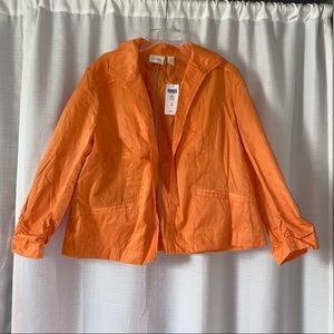 NWT - Chico’s Ruched Bright Orange Nylon Metallic Lightweight Jacket